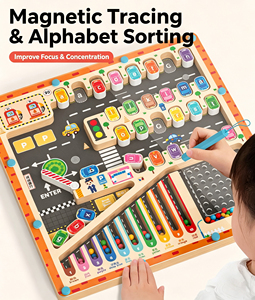 <span class=keywords><strong>Jeu</strong></span> de labyrinthe de stationnement en bois Montessori personnalisé pour enfants, <span class=keywords><strong>jeu</strong></span> éducatif interactif parent-enfant pour l'apprentissage des lettres, adapté à tous les âges - Product Image 2