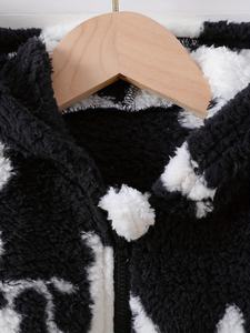 Cardigan à capuche imprimé ours laitier en peluche pour bébé garçon, avec fermeture éclair, manches longues, <span class=keywords><strong>manteau</strong></span> court pour l'<span class=keywords><strong>hiver</strong></span> - Product Image 4
