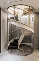 Escalier flottant double hélice Tanlong, spirale simple avec balustrade en verre