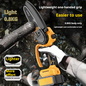 <span class=keywords><strong>Mini</strong></span> tronçonneuse électrique <span class=keywords><strong>sans</strong></span> <span class=keywords><strong>fil</strong></span> de 6 pouces, vitesse de 19,2 pieds/secondes - Serrage automatique de la chaîne pour une utilisation en jardin - Product Image 2