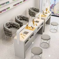 Fournitures d'usine Tables de manucure pour salon de manucure avec prise de courant Table de manucure simple double personne avec aspirateur