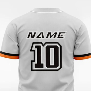 Maillot de baseball blanc personnalisé pour homme, manches courtes, impression sublimée, nom et numéro 10, maillot de sport d'équipe, jersey respirant en polyester - Product Image 4