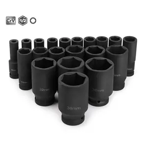 Jeu de douilles pneumatiques universelles robustes 1/2 "Drive Deep Impact Socket Set Métrique