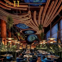 Aménagement intérieur de comptoir de bar pour restaurant d'hôtel de luxe Tables et chaises en bois massif durables personnalisées pour la décoration de restaurant