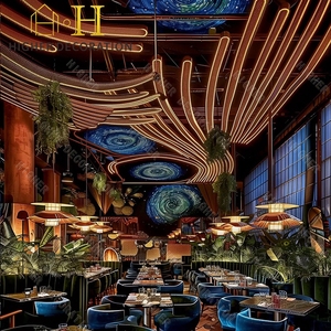 Khách Sạn Sang Trọng Nhà Hàng Thiết Kế Nội Thất Quầy Bar Thiết Kế Tùy Chỉnh Bền Rắn Gỗ Bàn Ghế Cho Nhà Hàng Trang Trí - Product Image 5