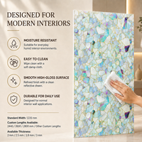 Panneau mural UV MORLENX à motif galets opale avec ligne dorée, revêtement mural décoratif pour projet d'intérieur de spa