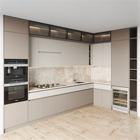 Cbmmart Factory Solution de construction tout-en-un : Meubles de cuisine modernes en bois massif avec évier et robinet intégrés, 1 ensemble