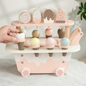 Mostrador de Helados de Madera Natural con Logotipo Personalizado, Juego Educativo de Postres para Preescolar, Regalo para el Desarrollo Sensorial - Product Image 4