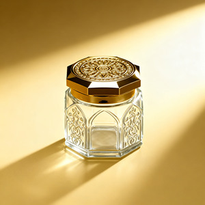 <span class=keywords><strong>Vente</strong></span> directe, personnalisation du logo, flacons cosmétiques en verre octogonaux avec sculpture en relief, pot en verre <span class=keywords><strong>de</strong></span> 150 ml - Product Image 1