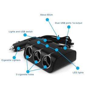 Chất Lượng Cao Xe Tải Đa Chức Năng 12V-24V Ổ Cắm Mở Rộng Dây <span class=keywords><strong>3</strong></span> <span class=keywords><strong>Way</strong></span> Kép USB Charger Với Chuyển Đổi Xe Thuốc Lá Nhẹ Hơn - Product Image 4