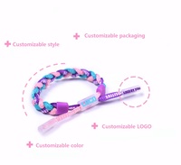Bracelets ajustables personnalisés en corde tressée, durables, faits à la main, avec lacets de chaussures, pour le hockey et le sport