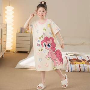 Vente d'été chaude mignon dessin animé à motifs princesse <span class=keywords><strong>robe</strong></span> survêtement petite fille pyjamas à manches courtes pour enfants - Product Image 4
