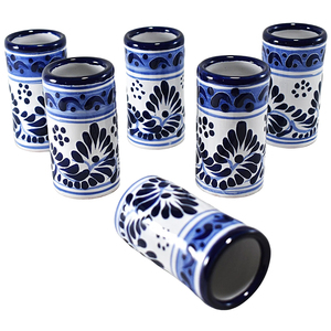 Verres à shot de whisky miniatures personnalisés avec logo, peints à la main, en céramique bleue, style mexicain, pour <span class=keywords><strong>tequila</strong></span> et spiritueux - Product Image 4