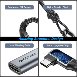 Lung Kay 1 m 2M 3M USB-C cáp mở rộng 20gbps 1000W USB 3.2 Loại C 3.1 Nam cho nữ cáp mở rộng cho MateBook - Product Image 6