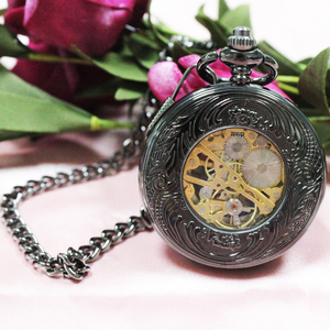 ساعة جيب للرجال والنساء بتصميم عتيق وعلبة مطبوعة، ساعة ميكانيكية أوتوماتيكية للرجال بكمية طلب منخفضة - Product Image 3