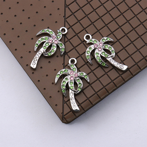 Moda playa joyería hacer DIY Metal chispeante hoja de diamantes de imitación palmera encanto colgante - Product Image 5