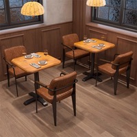 Nouveauté : Ensemble de mobilier de restaurant commercial, table à manger avec fauteuils en cuir PU, table carrée en bois pour café, bar, hôtel
