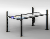 Pont élévateur de stationnement hydraulique robuste à quatre poteaux, capacité 11030 Lbs, pour alignement de voitures, avec cric roulant