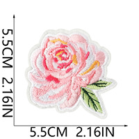Petits patchs brodés en forme de cœur de fleur, appliques florales roses et vertes pour sacs, chapeaux et projets DIY pour filles