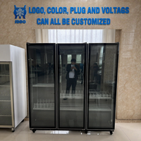 Réfrigérateur commercial vertical à porte vitrée, 3 portes, à température unique, refroidi par air, pour boissons, avec affichage numérique