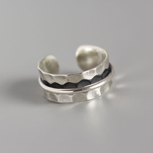 Bague en argent sterling 925 de style baroque, irrégulière, martelée, en forme de <span class=keywords><strong>satellite</strong></span>, pour la mode et les bijoux raffinés - Product Image 4