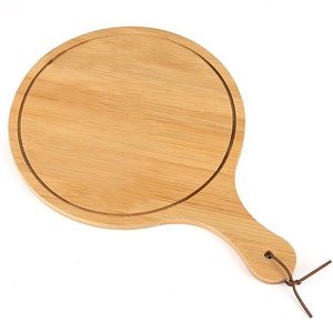 Tagliere Rotondo in Bambù Organico per <span class=keywords><strong>Pizza</strong></span>, Pala/Piatto Forato con Scanalatura Raccogli-Succo - Product Image 1