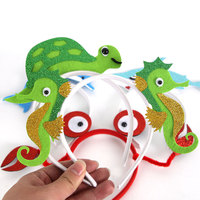 Dessin animé mer Animal bandeau monde sous-marin Pong carte chapeaux avec requin dauphin pour anniversaire thème fête décoration