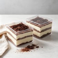 Boîtes à dessert carrées transparentes en plastique PS avec couvercles, contenants transparents pour l'emballage de tiramisu, de gâteaux et de pâtisseries, vente en gros