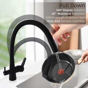 Topway Chất Lượng Cao Bền Duy Nhất Xử Lý 304 Thép Không Gỉ Kéo Xuống Phun Sàn Gắn Nhà Bếp Vòi Nước Lọc - Product Image 6