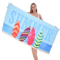 Serviette de bain en velours double face du fabricant absorbant à séchage rapide pour la natation Serviette de plage à transfert de chaleur numérique