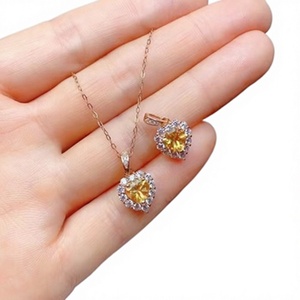 שרשרת קריסטל צהובה טבעית, בסגנון רטרו יוקרתי, תכשיטי שרשרת מתנה רטרו פשוטים לנשים - Product Image 3
