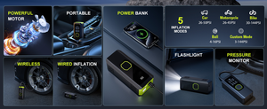 Compacte draadloze elektrische draagbare hogedruk OEM auto fiets motorfiets fiets bal luchtpomp bandenpomp - Product Image 4