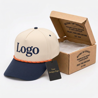 Casquette de baseball personnalisée à 5 panneaux avec logo brodé en coton sergé bicolore, vente en gros OEM