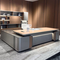 Ensemble de mobilier de bureau moderne de luxe en bois avec bureau et chaise de PDG/directeur, garantie de 3 ans, pré-assemblé