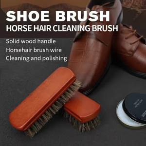 カスタムロゴ入り木製スニーカーシューズクリーニングブラシ 馬毛木製ブラシ - Product Image 3