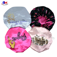 Bonnet en Satin Double Soie Doublure Satin, Le Plus Vendu, Réversible avec Logo Personnalisé, pour Cheveux, Bonnet de Nuit en Satin