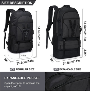 Outdoor Hiking <b>Backpack</b> <b>40L</b>+10L Expandable Travel <b>Backpack</b> Flight Approved Camping Travel <b>Backpack</b> for Men and Women - Product Image 2