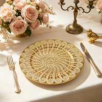 Assiette de Présentation en Plastique PP Doré Électroplaqué de Haute Qualité, Motif Spirale Intricaté, Idéale pour les Célébrations et Fêtes