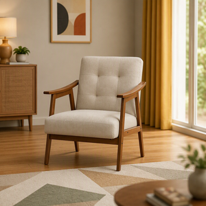 Fauteuil de salon <span class=keywords><strong>VASAGLE</strong></span>, fauteuils de luxe, style moderne du milieu du siècle, fauteuil d'appoint avec coussin épais capitonné - Product Image 2