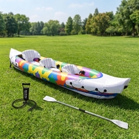 Kayak Memancing Tiup SUNSHINE 3 Orang Bahan PVC Perahu Sport Apung untuk Penggunaan Luar Ruangan Termasuk Dayung & Pompa