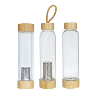 Meilleure vente bouteille en verre Borosilicate avec infuseur à thé et couvercle en bambou avec filtre