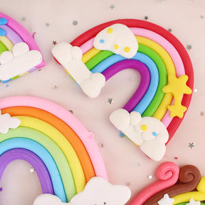 Hot Colorful Rainbow Cake Topper Cupcake Decor Clay Decor Baby Shower festa di compleanno Kids Girl Boy Cake - Product Image 3