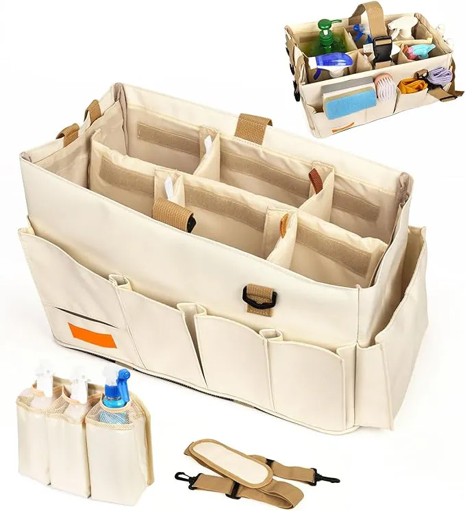 Grande pulizia della borsa del Caddy indossabile 2 in 1 borsa per la pulizia dei prodotti di pulizia governanti con la maniglia e tracolla