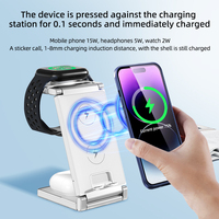 Chargeur sans fil 3 en 1 de haute qualité 15W en alliage de zinc et verre, support de charge rapide pour téléphone, montre et écouteurs, type-C, pour bureau
