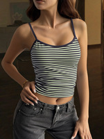 Débardeurs Cami Y2K pour femmes, rayés, à fines bretelles, col en V, crop tops sexy, dos nu, sans manches, coupe ajustée