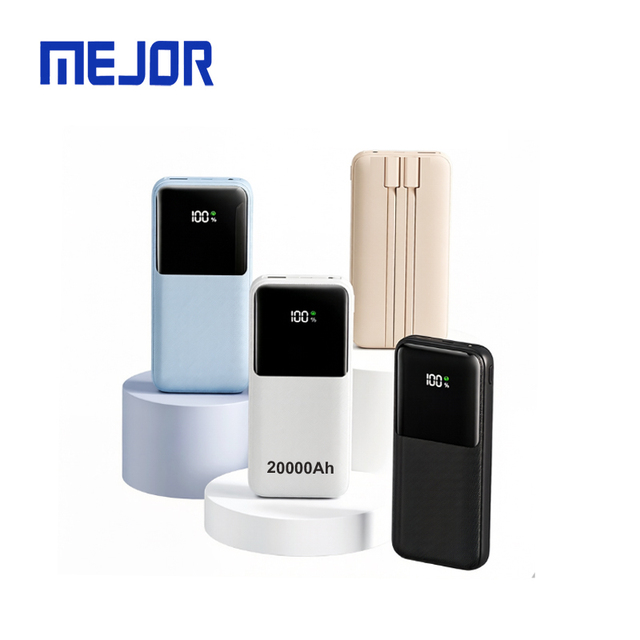 New Power Bank 22.5W Type C Fast Charging 20000mAh Portable Backup Charger Built-in USB-C Cable