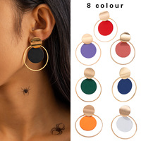Ensemble de boucles d'oreilles en résine géométrique colorée ChuYao pour femmes, alliage électroplaqué, bijoux tendance pour fêtes, modèle Yiwu 9814-rouge vert
