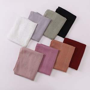 Syal Satin motif titik 2 ujung bahan Satin Matte bertekstur syal jilbab Malaysia Hijab Muslim untuk wanita - Product Image 2