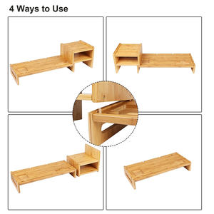 Support de moniteur en bambou 5 pouces, Riser en bois, pour ordinateur de bureau, étagère de bureau, organisateur avec tiroir - Product Image 3