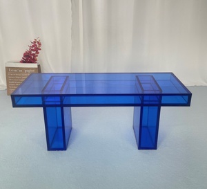Chaise d'Exposition à Chaussures en Acrylique Bleu Tendance, Transparente et de Luxe, Vente en Gros - Product Image 5